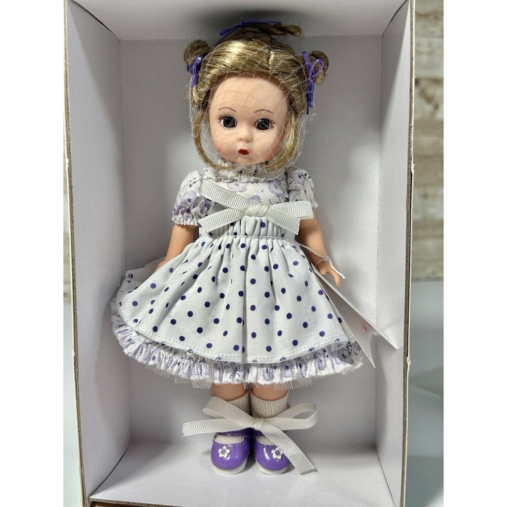 Madame Alexander “Violet” Doll #48775 2000, Purple White Polka Dot Dress Blonde